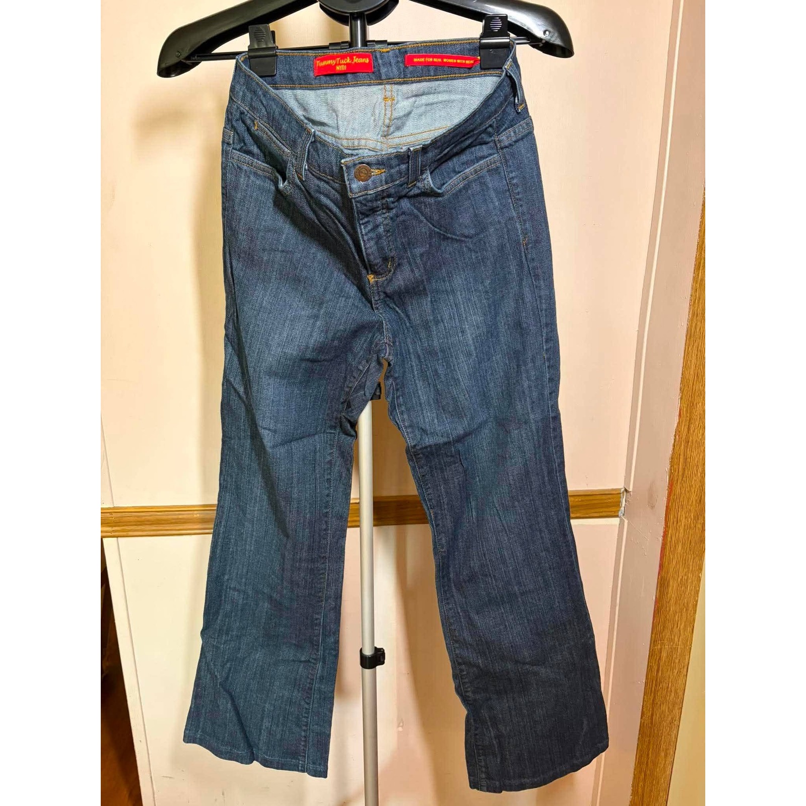 Nydj Tummy Tuck Jeans Womens 4 Dark Wash Bootcut Stretch Denim Blue 807ce Usa